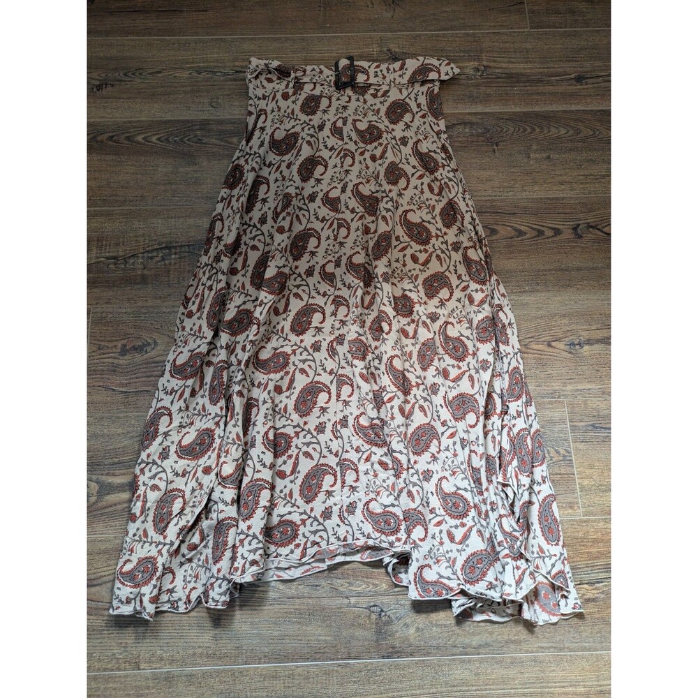 Lusana Vera Skirt Brown Red Paisley Pattern Size L Anthropologie - Picture 9 of 9